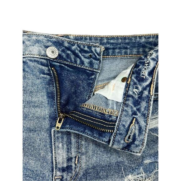 American Eagle Women’s 6 Stretch Mom Jean Shorts Distressed Denim Rolled Hem - Picture 4 of 8